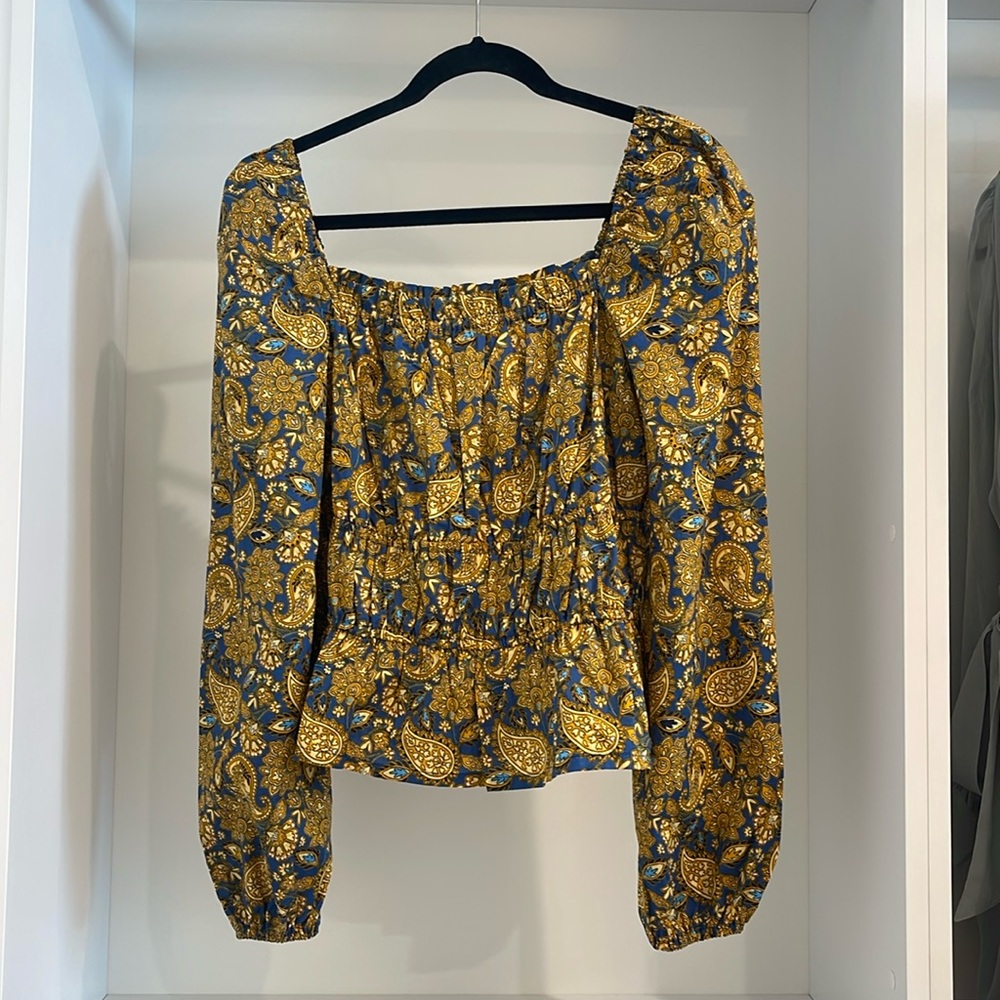Boden Off The Shoulder Paisley Patterned Top